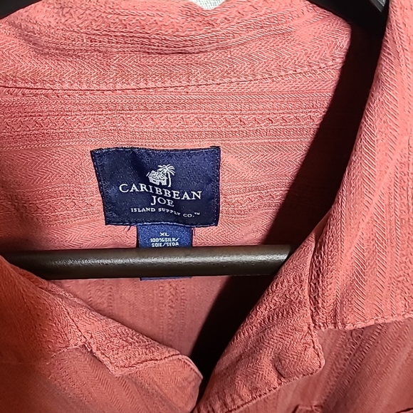 Caribbean Joe Red Short Sleeve Button Up Front Shirt Men's Size X-Large - Picture 3 of 3